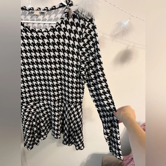 Michael Michael Kors Blouse Long Sleeve Houndstooth - Picture 3 of 9